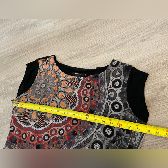 DESIGUAL Cute Black & Red Mandala Print Designer Dress. - Picture 10 of 11